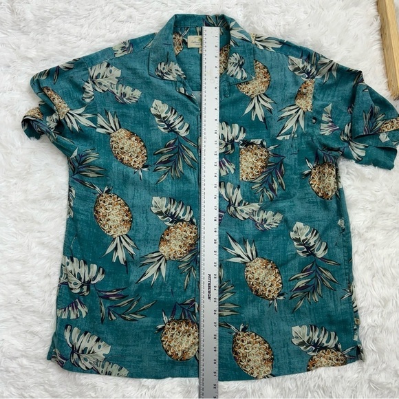 Island Shores Men's Button Down Floral Pineapple Hawaiian 100% Silk Shirt Sz XL - Picture 4 of 8